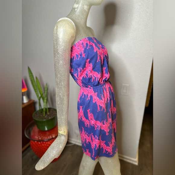 Lily Pulitzer Windsor Giraffe Blue/Pink Strapless Mini Dress. Size XSmall - Picture 9 of 12